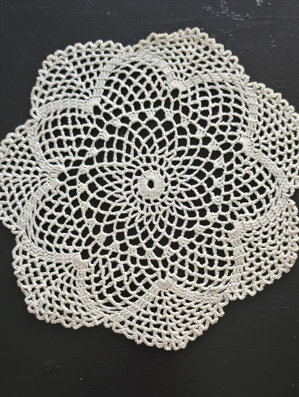Vintage Cream Crochet Lace Doily - Delicate Floral Motif